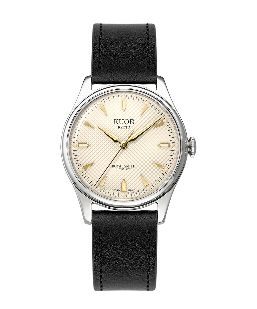 KUOE ROYAL SMITH 90-006 Silver/Stainless Steel - 35 mm - Ivory Dial