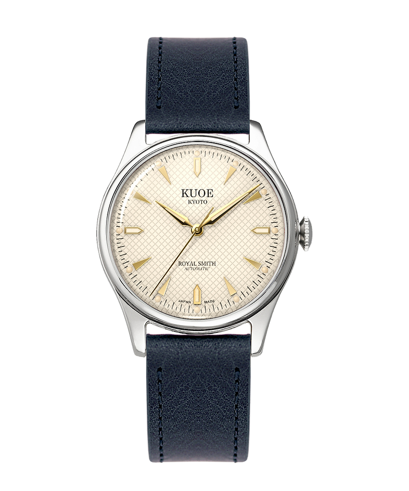 KUOE ROYAL SMITH 90-006 Silver/Stainless Steel - 35 mm - Ivory Dial