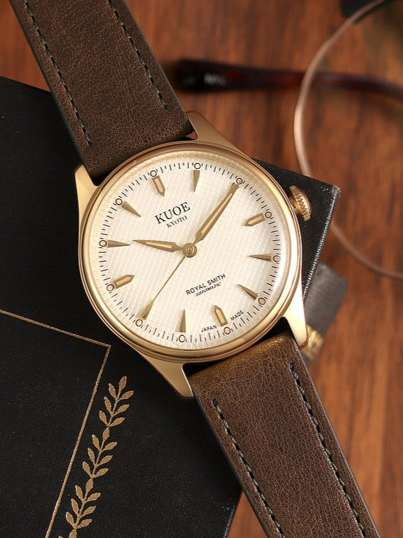 KUOE ROYAL SMITH 90-006 Gold Ivory - leather bracelet "Tan"