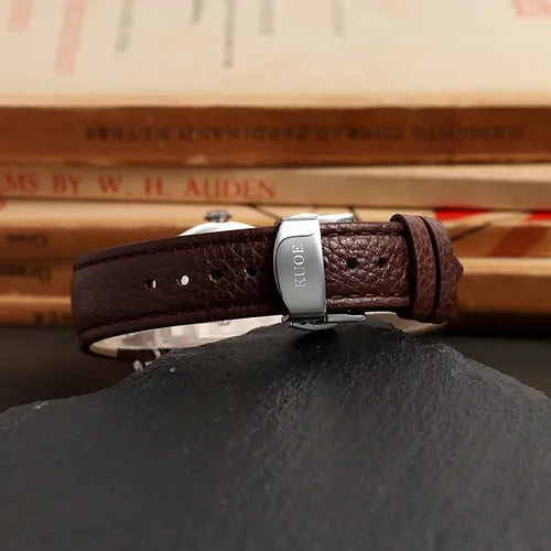 KUOE butterfly clasp for 18mm leather straps with PVD gold plating
