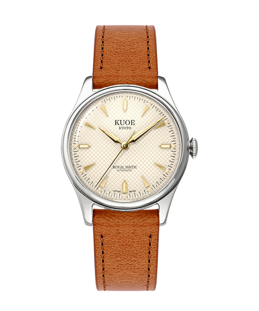 KUOE ROYAL SMITH 90-006 Silver/Stainless Steel - 35 mm - Ivory Dial