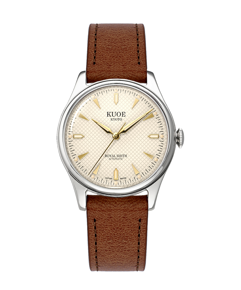 KUOE ROYAL SMITH 90-006 Silver/Stainless Steel - 35 mm - Ivory Dial
