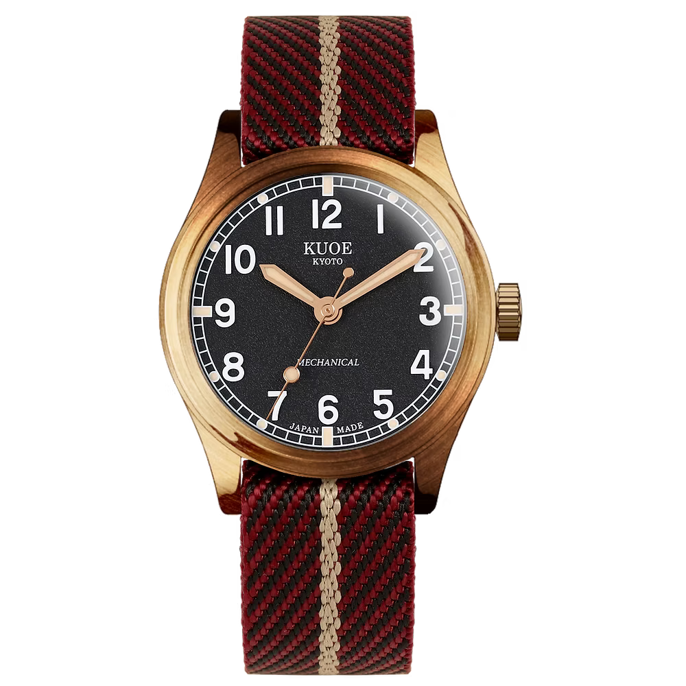 KUOE Original Nylon Strap, 18mm, Khaki, Silver Clasp