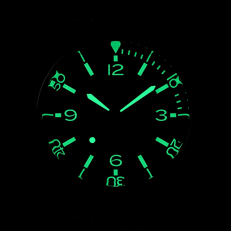 KUOE SOMBRERO 90-011, 38 mm, Green Linen Textured Dial, 20 BAR Wasserdicht