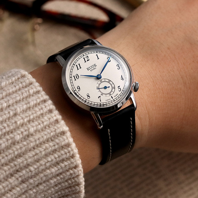 KUOE OLD SMITH 90-007 Automatik Exklusives italienisches Cordovan-Lederarmband, schwarz