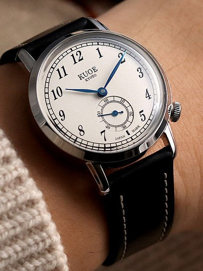 KUOE OLD SMITH 90-007 Automatik Exklusives italienisches Cordovan-Lederarmband, schwarz