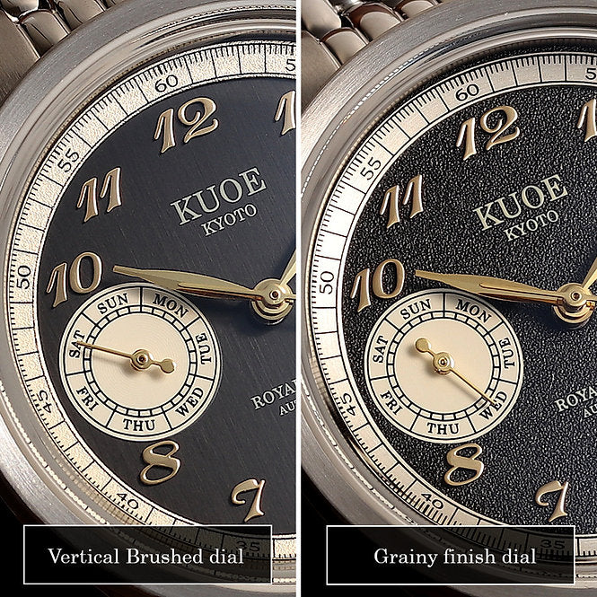 KUOE ROYAL SMITH 90-010 Automatic Reverse-Panda x Grainy Finish Dial x Flat Link Bracelet and Display Back