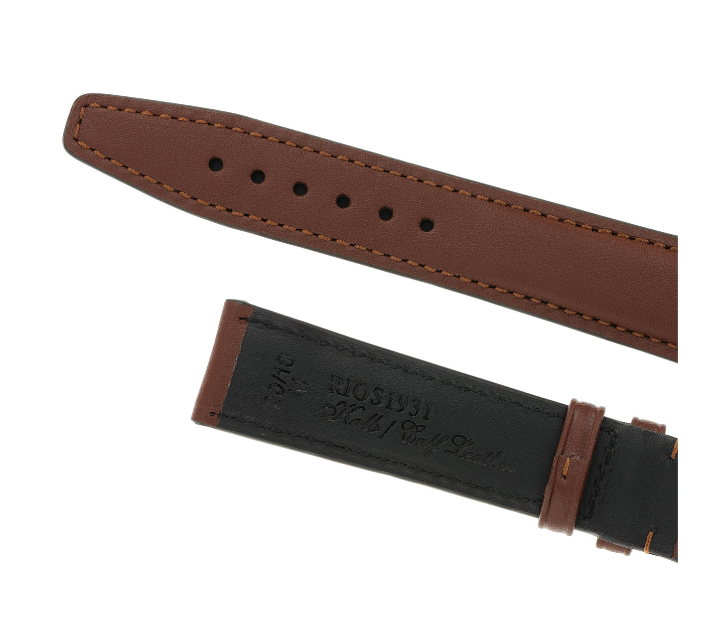 RIOS1931 Echt-Kalbsleder-Uhrenarmband (Mahagoni) - 21mm - Länge M