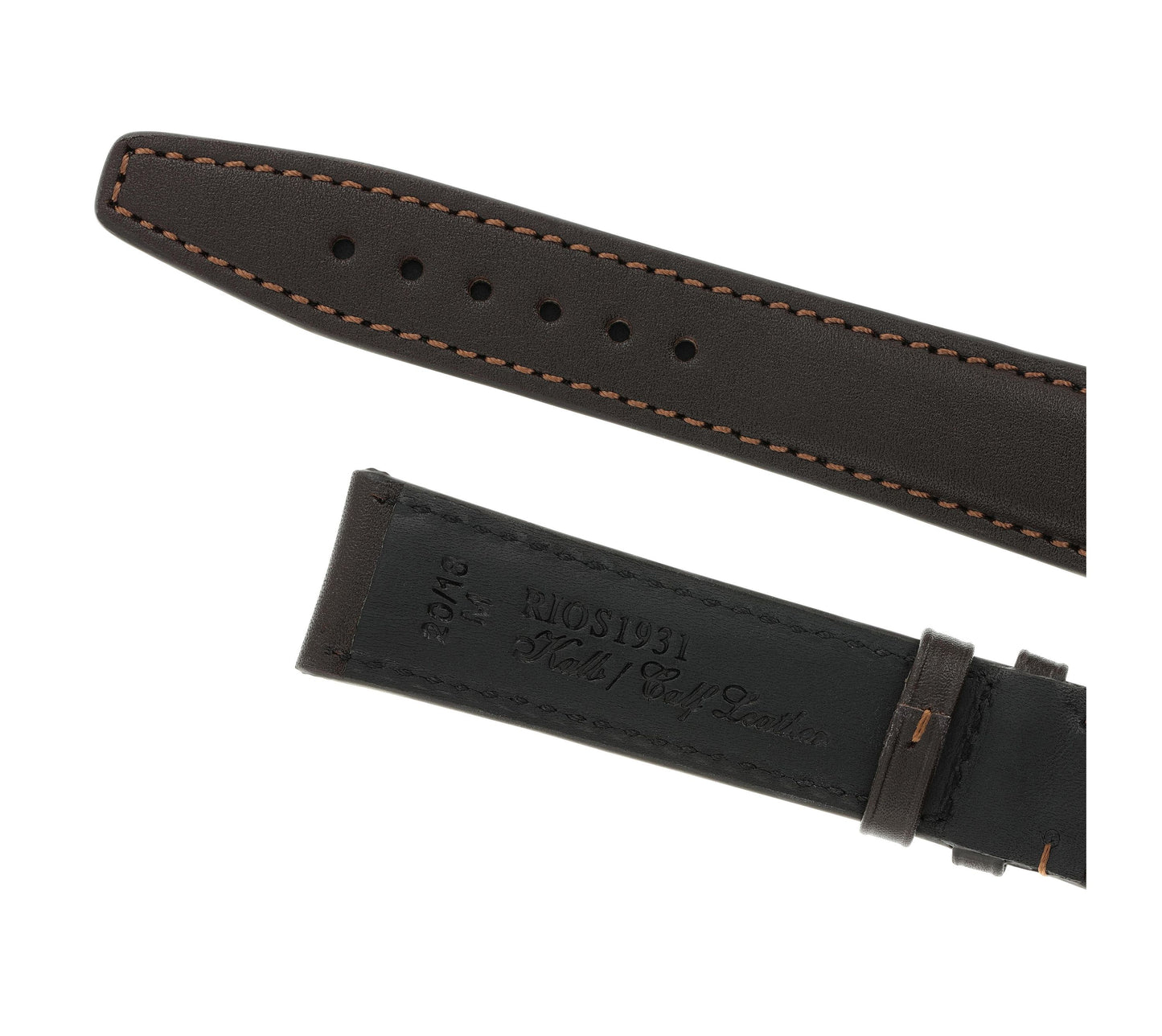 RIOS1931 Genuine Calfskin Leather Watch Strap (Mocha) - 21mm - Length M