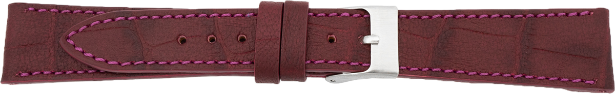Bracelet de montre en cuir PREMIUM, motif crocodile, bordeaux 21 mm