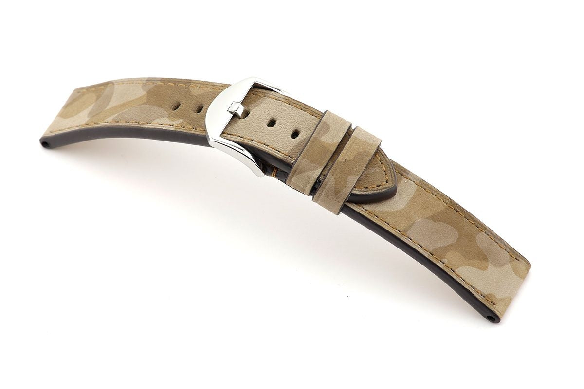 RIOS1931 Cowhide Leather Strap 20mm - Sand-colored with Camouflage Pattern - Size M