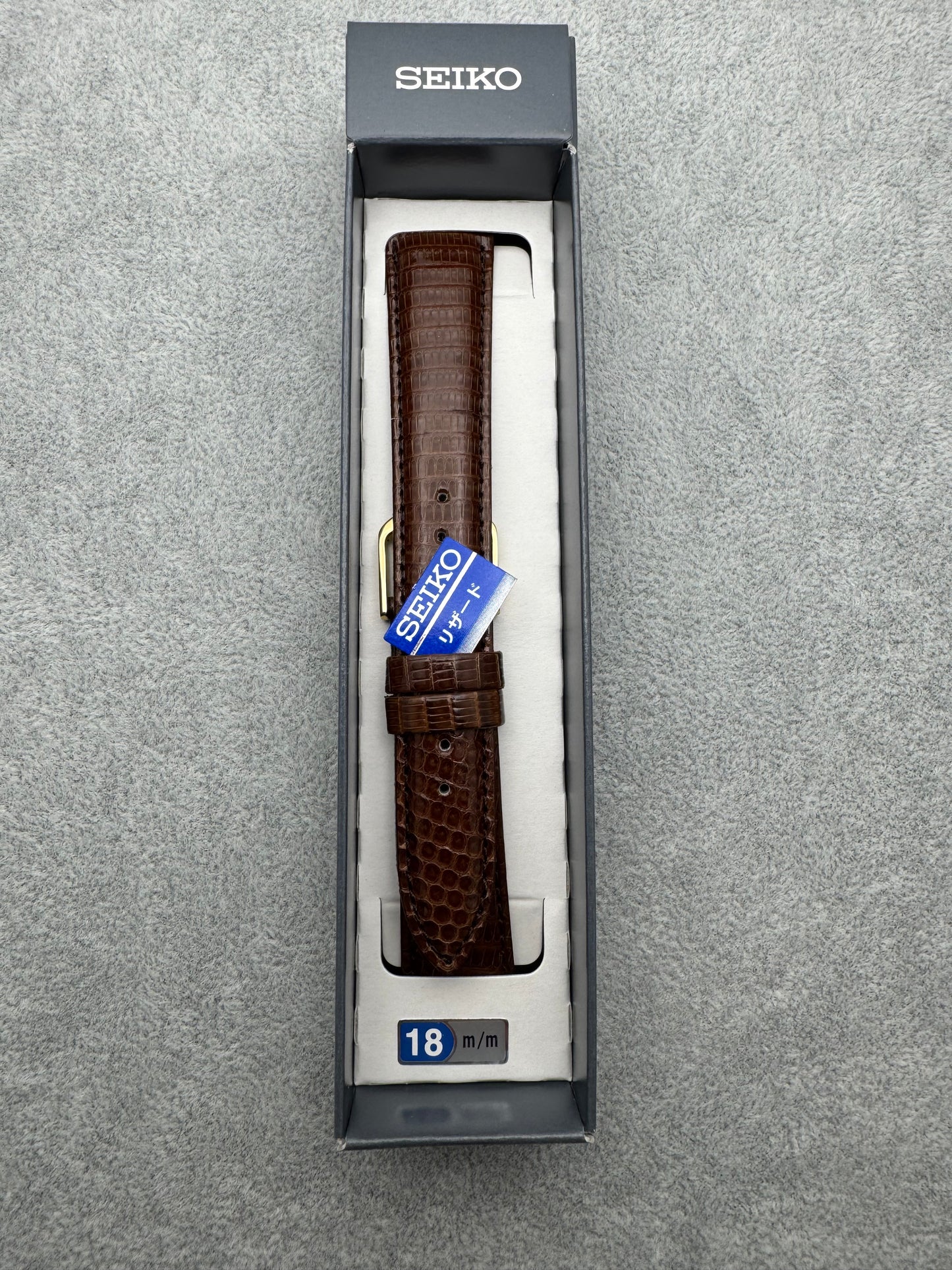 Seiko JDM Strap DX07 18 mm (18-15) – Lizard Leather, Dark Brown