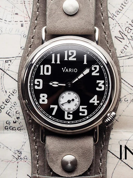 Vario 1918 Trench Black Dial whit White Lume Watch Ash Gray 37 mm