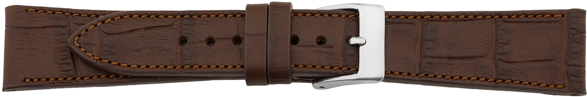 Bracelet de montre en cuir de première qualité gaufré crocodile marron foncé 21mm