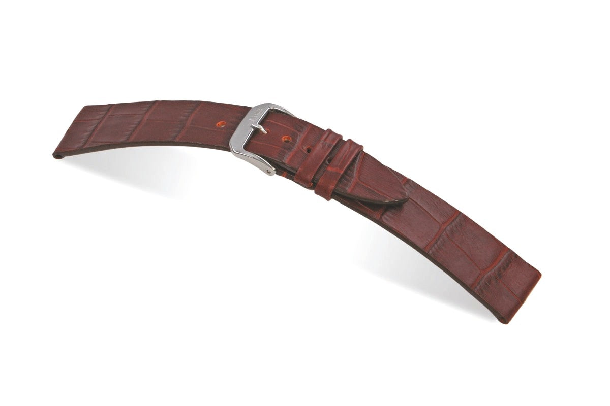 RIOS 1931 leather strap with alligator grain embossed 20mm - burgundy red - length M