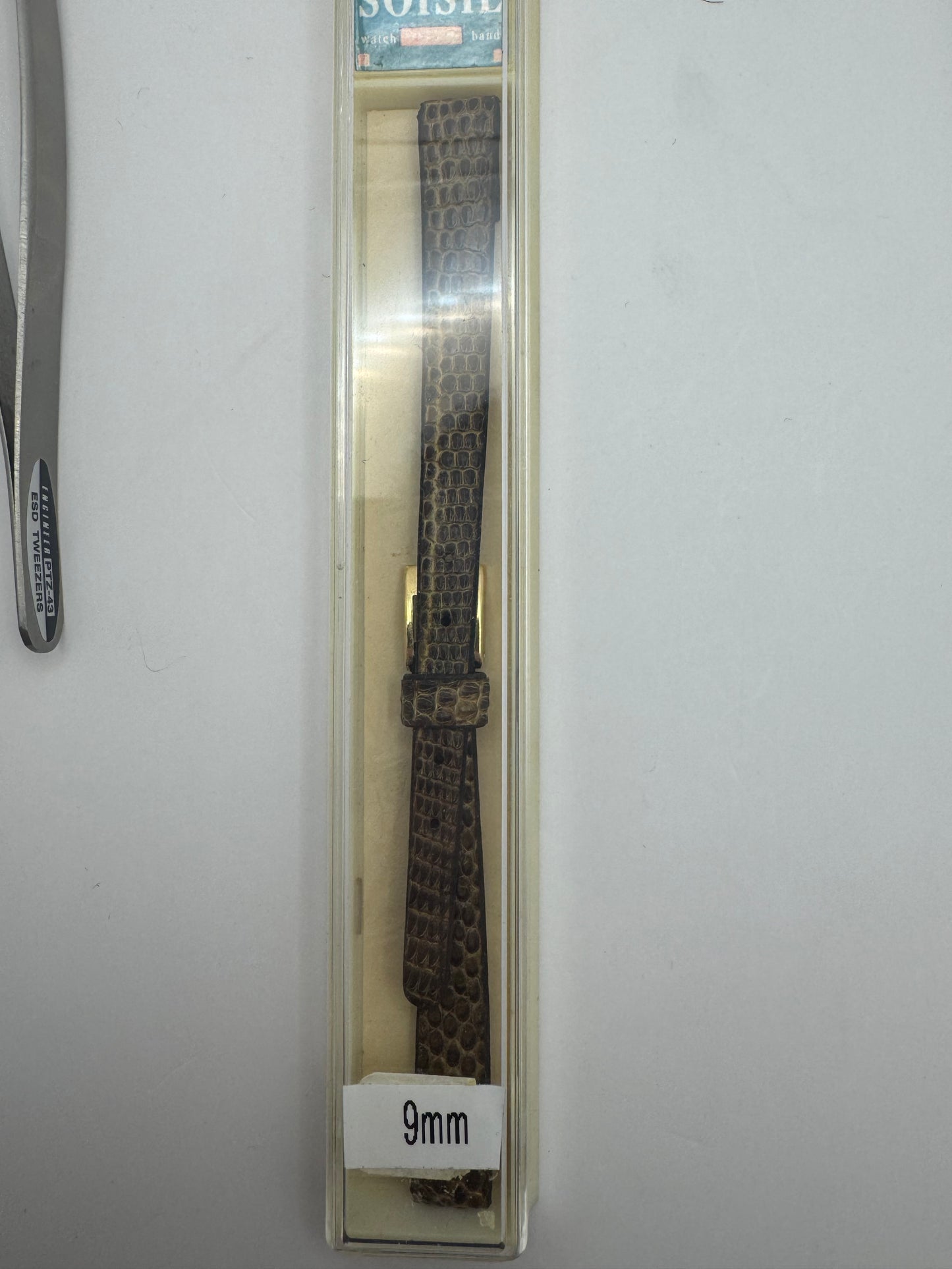 Vintage NOS Lizard Watch Strap in Honey Brown, 9 mm – also suitable for fixed spring bars (clip closure), with box (Japan)
