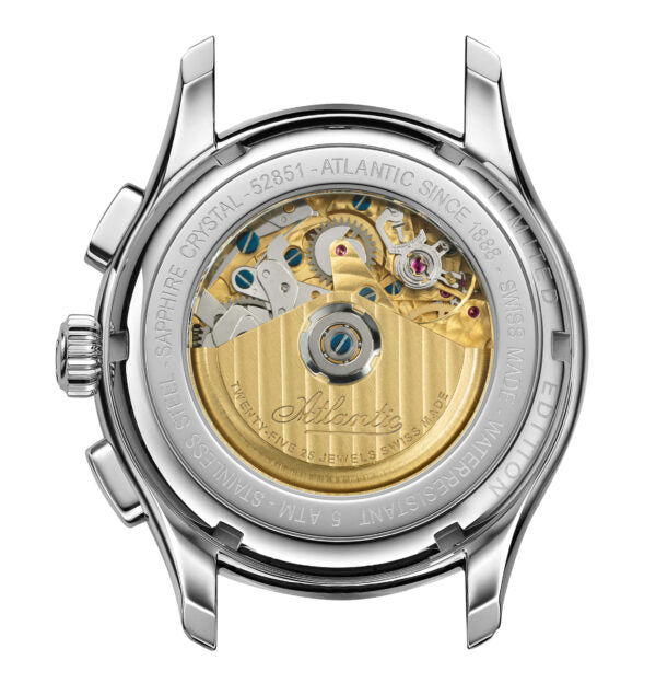 Atlantic Worldmaster 1888 Automatic Moonphase Chronograph Blau | Limited Edition mit goldenem Uhrwerk