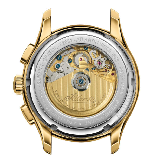 Atlantic Worldmaster 1888 Automatik-Chronograph mit Mondphase Gelbgold | Limitierte Auflage mit goldenem Uhrwerk