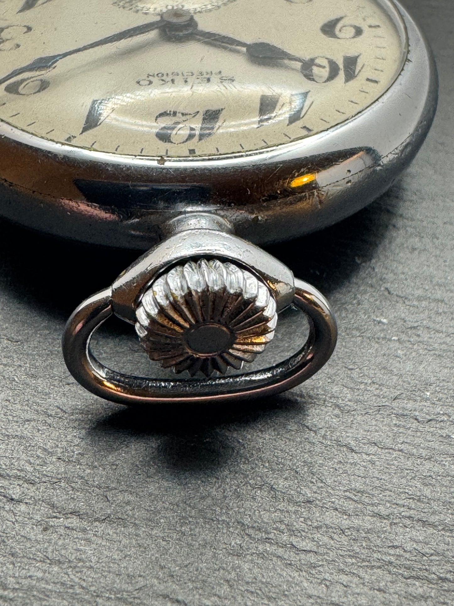 Montre de service ferroviaire japonaise Seiko Precision avec mécanisme de mise à l'heure des secondes (Shōwa 33 / 1958)