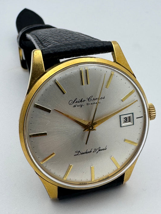 Seiko Cronos Self Dater – Réf. J15016E – Mouvement Cronos, 21 rubis, remontage manuel – Daini Seikosha, 1963 – récemment révisée
