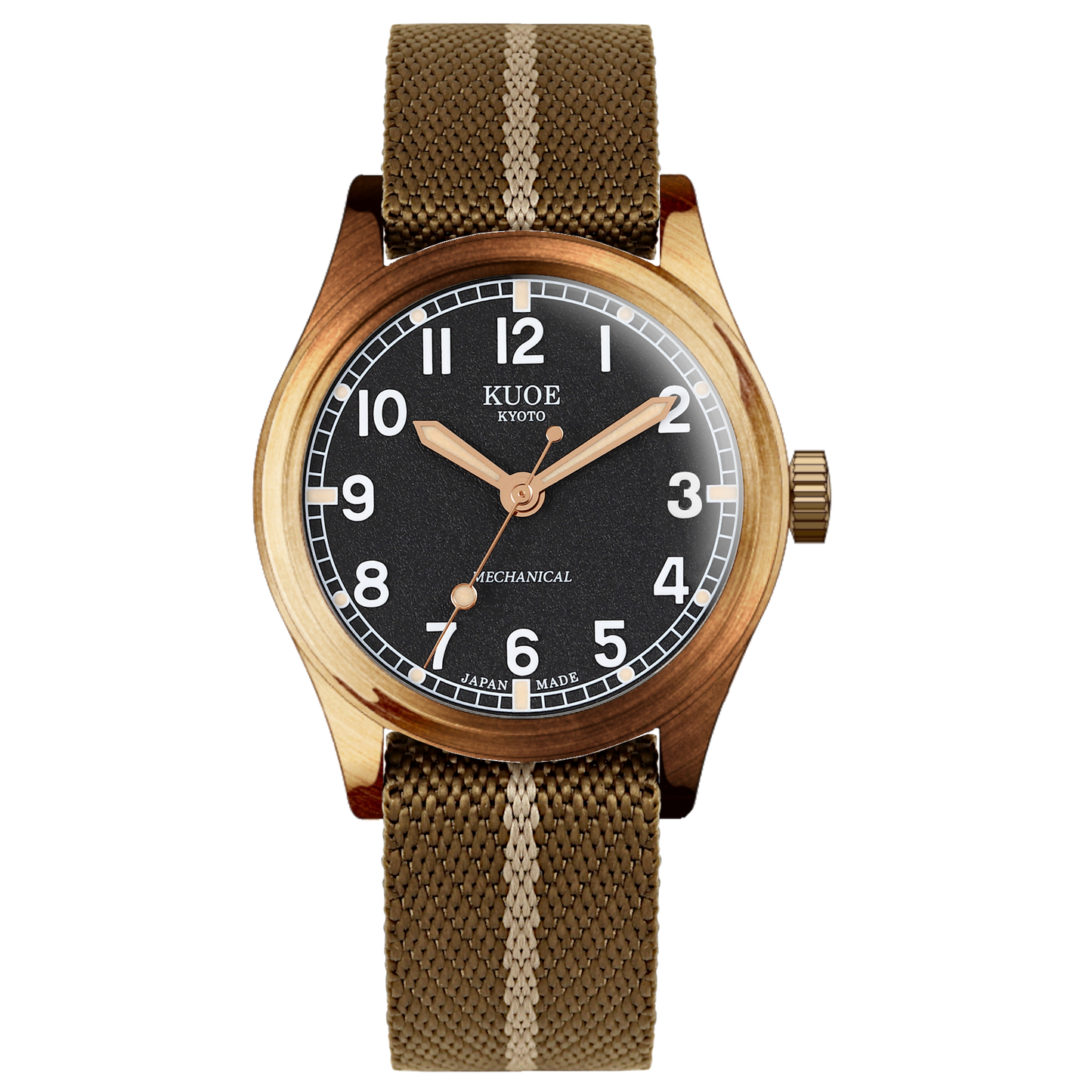KUOE OLD SMITH 90-002 38 mm Bronze, Black Dial, Khaki x Beige