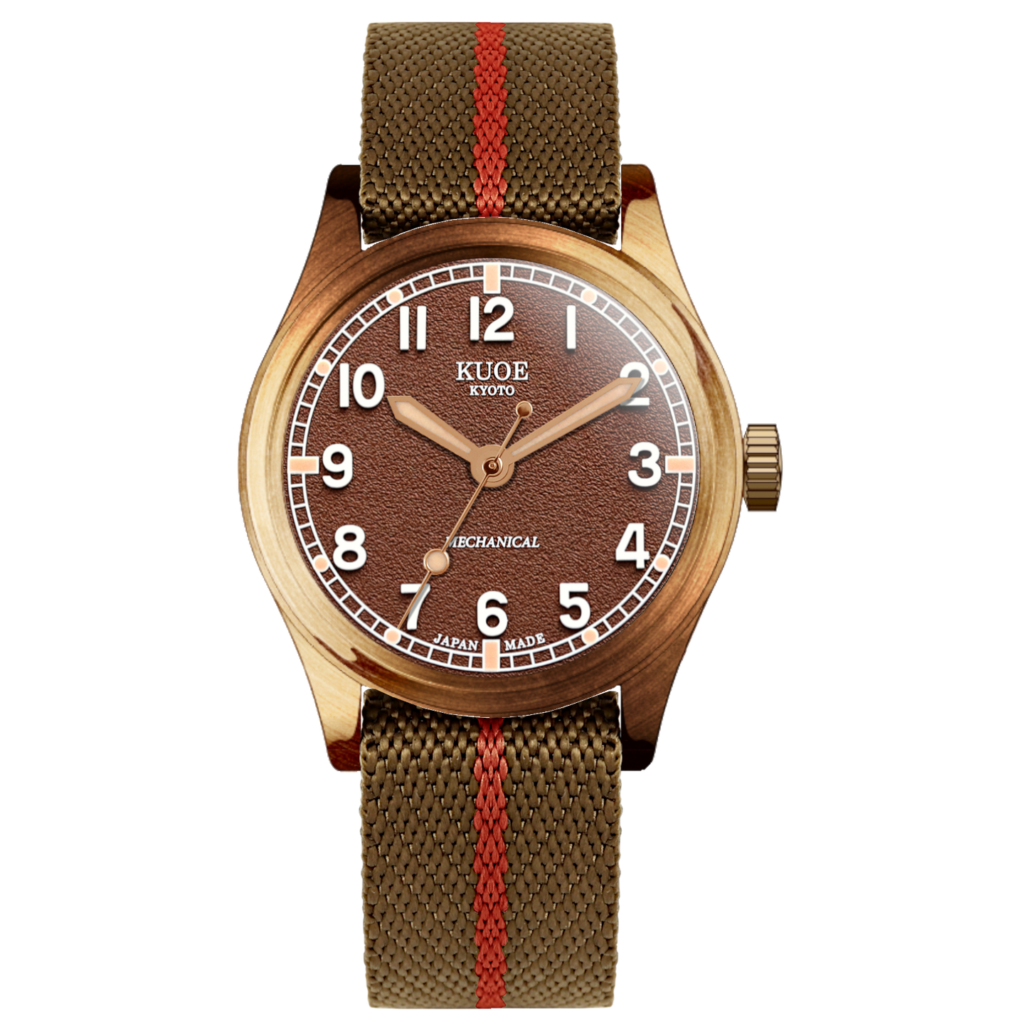 KUOE OLD SMITH 90-002 35 mm Bronze, braunes Zifferblatt, ohne Datum