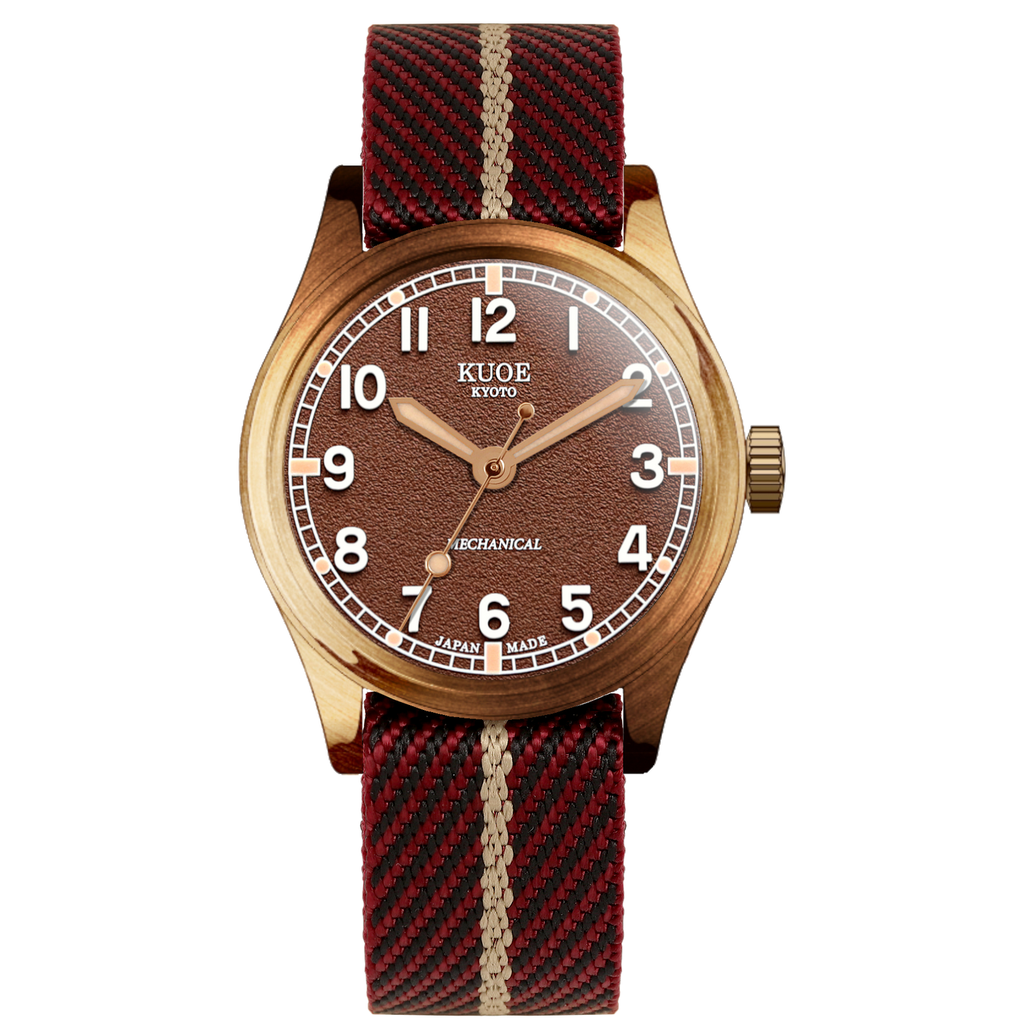 KUOE OLD SMITH 90-002 35 mm Bronze, braunes Zifferblatt, ohne Datum