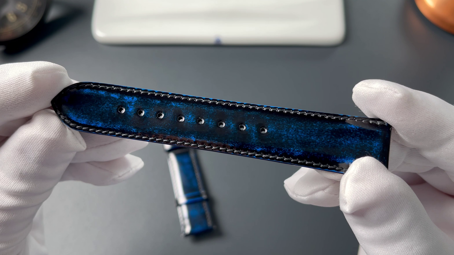 Exclusive calf leather strap 20mm blue-black