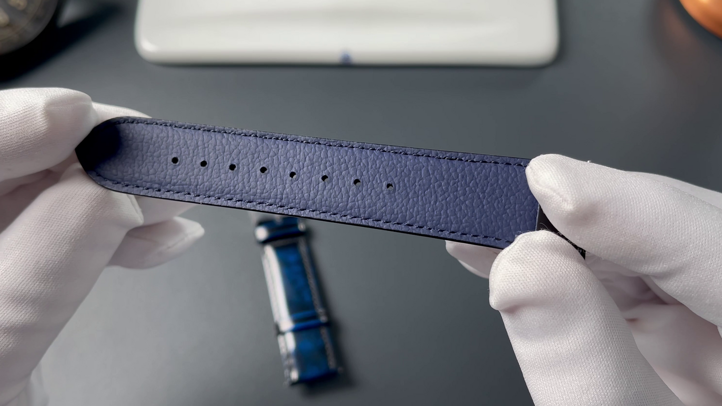 Exclusive calf leather strap 20mm blue-black