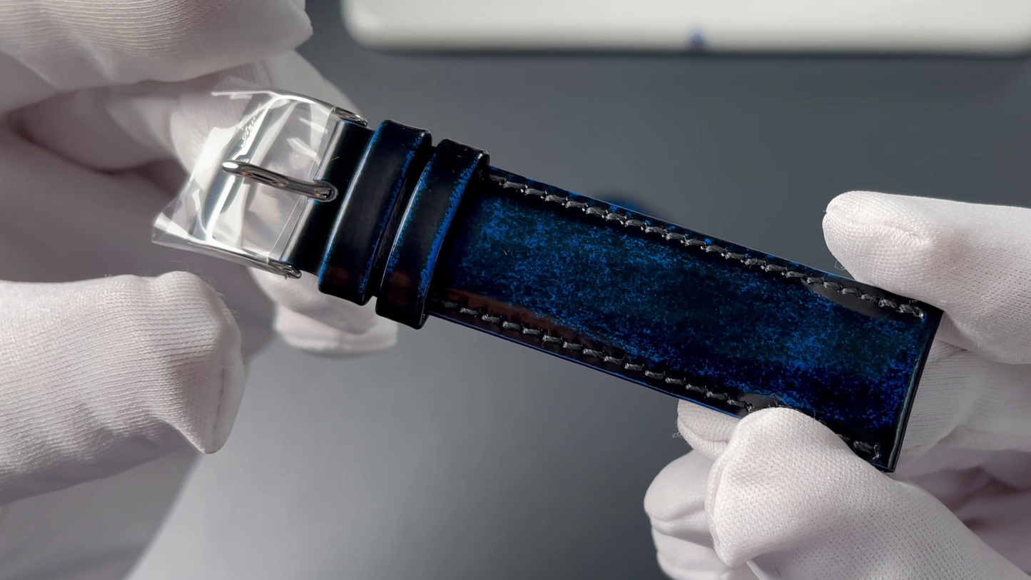 Exclusive calf leather strap 20mm blue-black