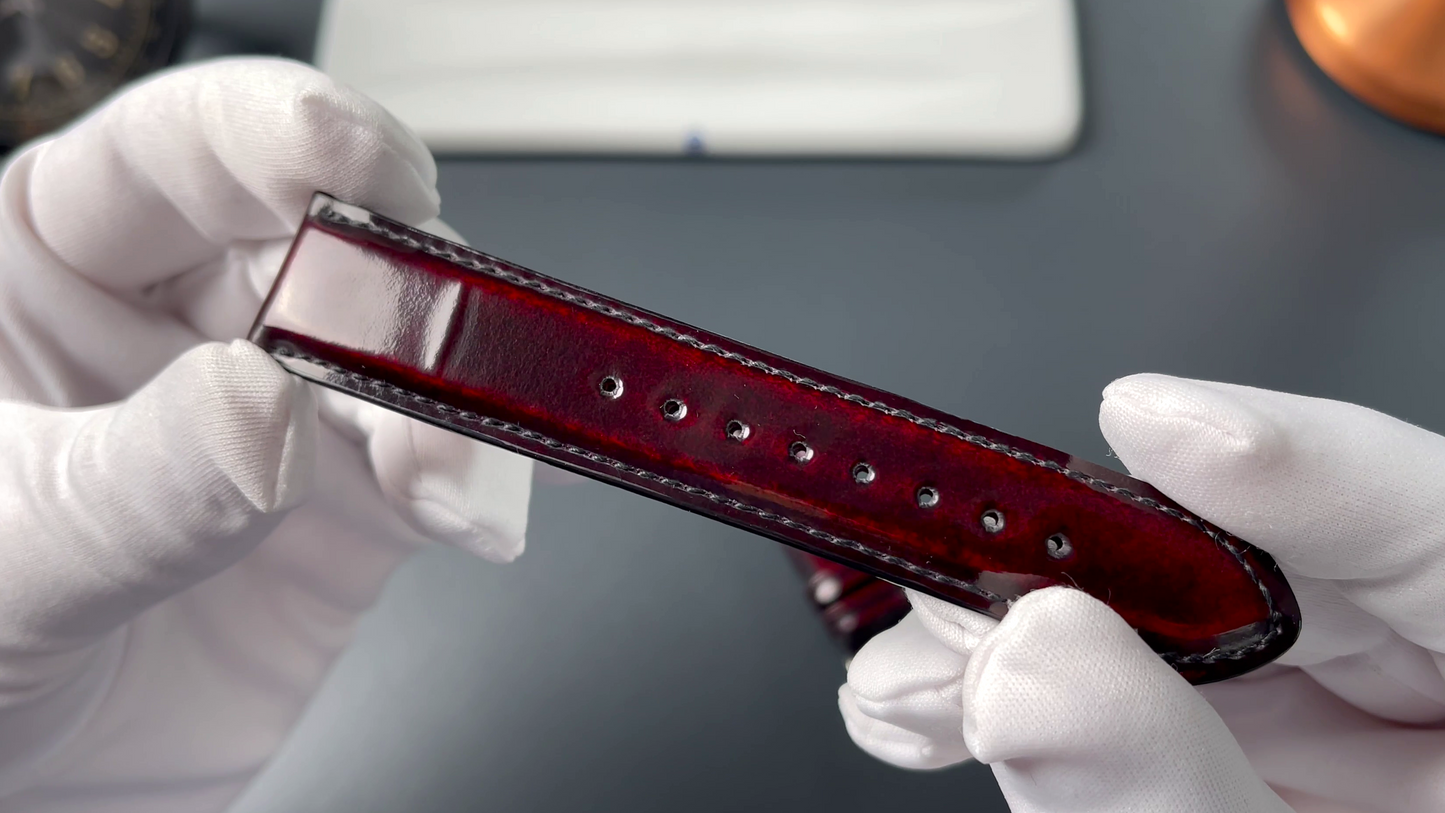 Exclusive calfskin strap 20mm burgundy-black