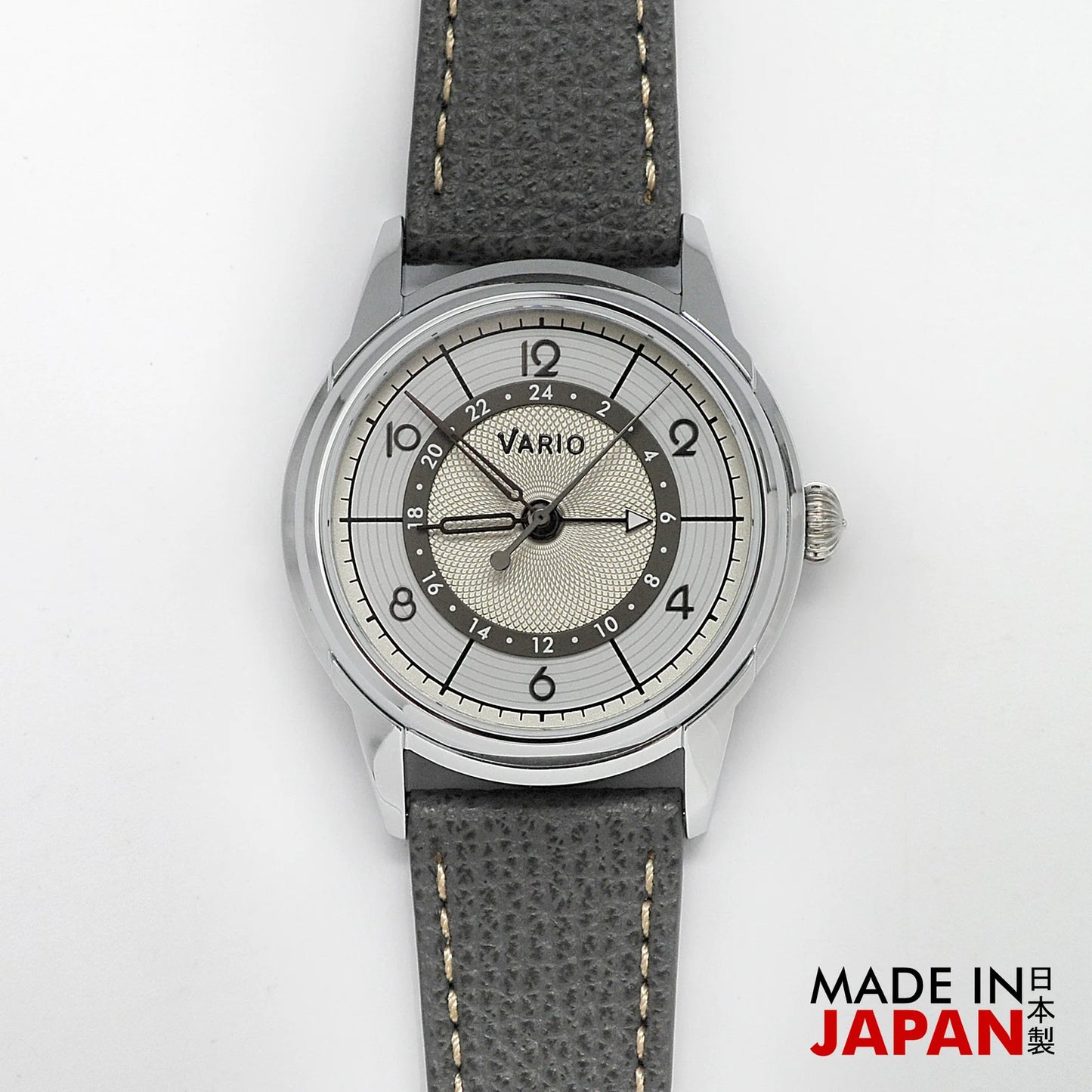 Vario Empire Seasons True GMT Winter White Handwound Dress Watch Epsom Pewter Gray Limited Edition 38 mm