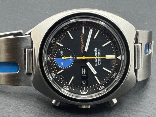 Seiko 5 Sports JDM Speed-Timer 6139-7020 – Caliber 6139, 21 jewels, Suwa Seikosha – Inner bezel, blue regatta counter – May 1971 – freshly serviced