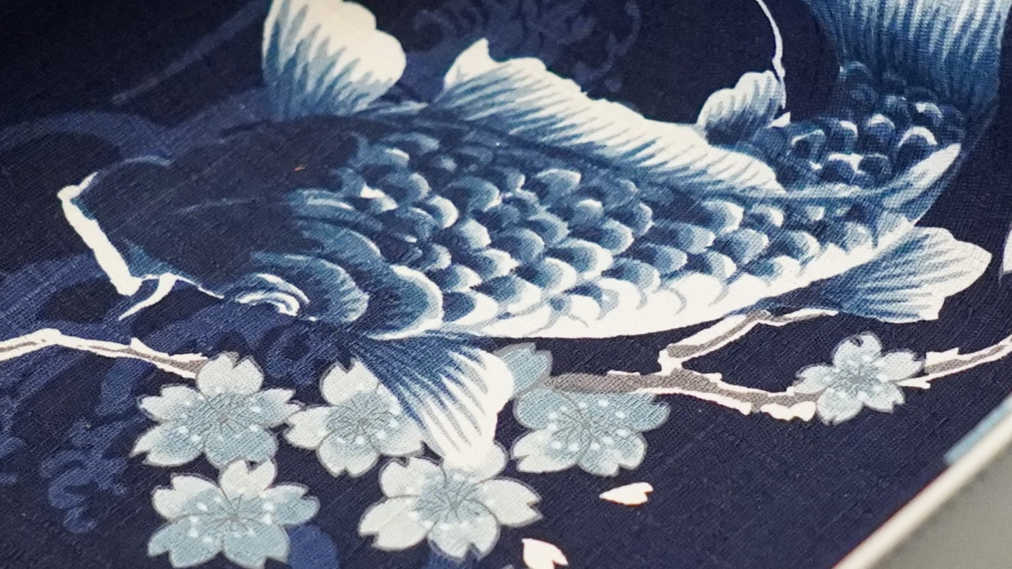 Exclusive watch and jewelry tray – handmade unique pieces, model "Kois - Navy Blue", 20 x 20