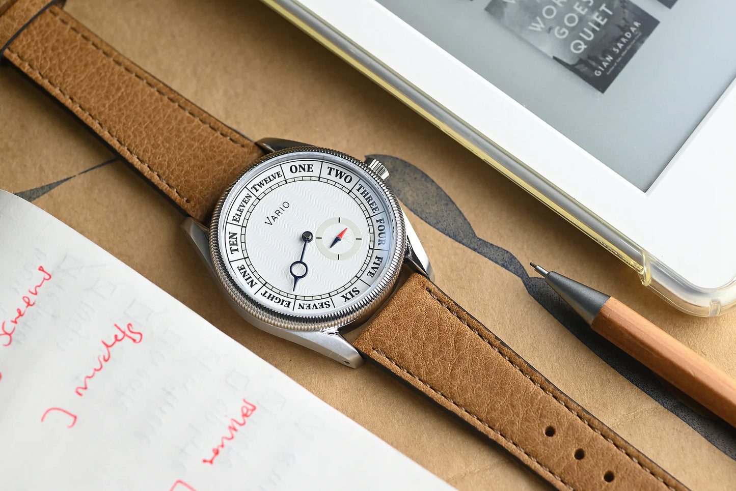 Vario Navi Single Hand Cloud White Small Seconds Compass 38 mm