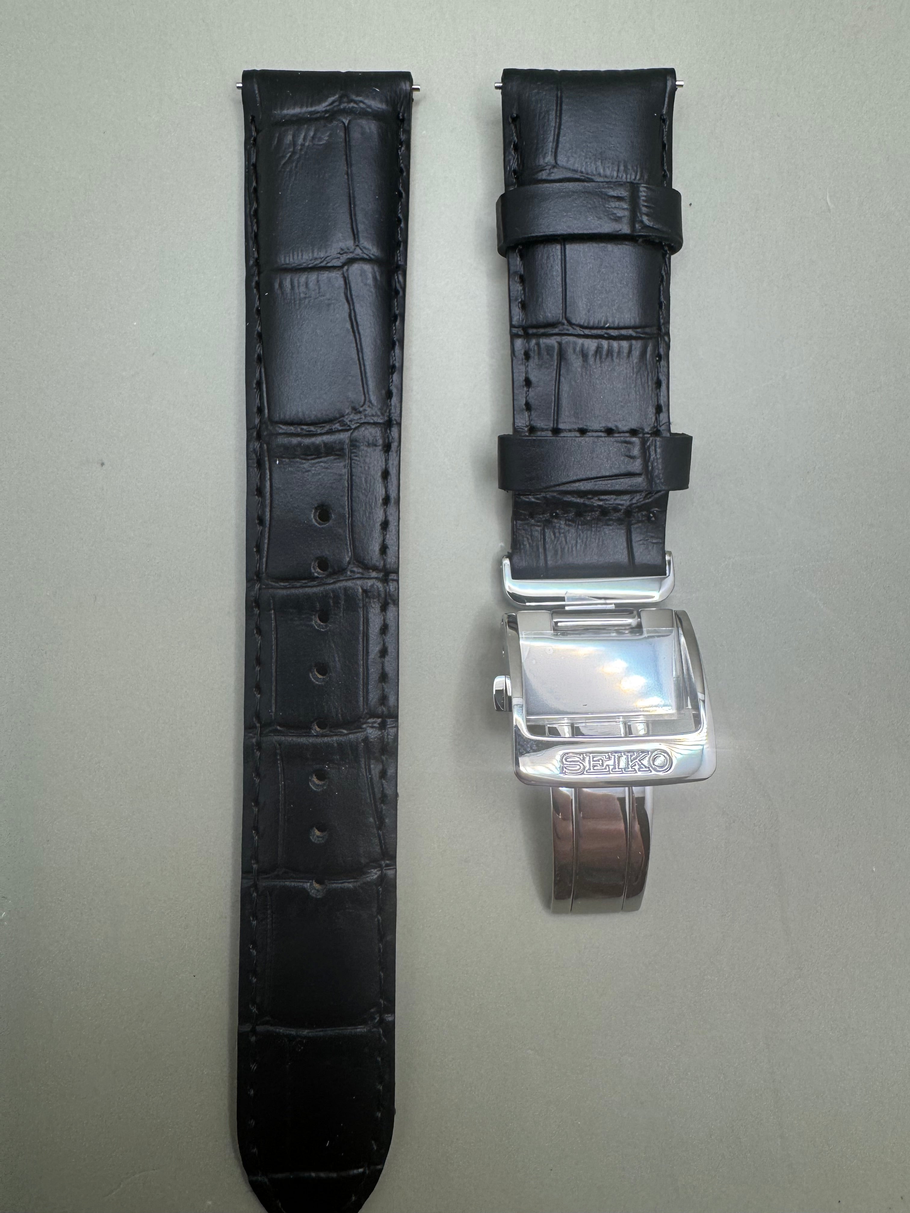 Original Seiko leather strap RS05C20BK (20-18) – folding clasp