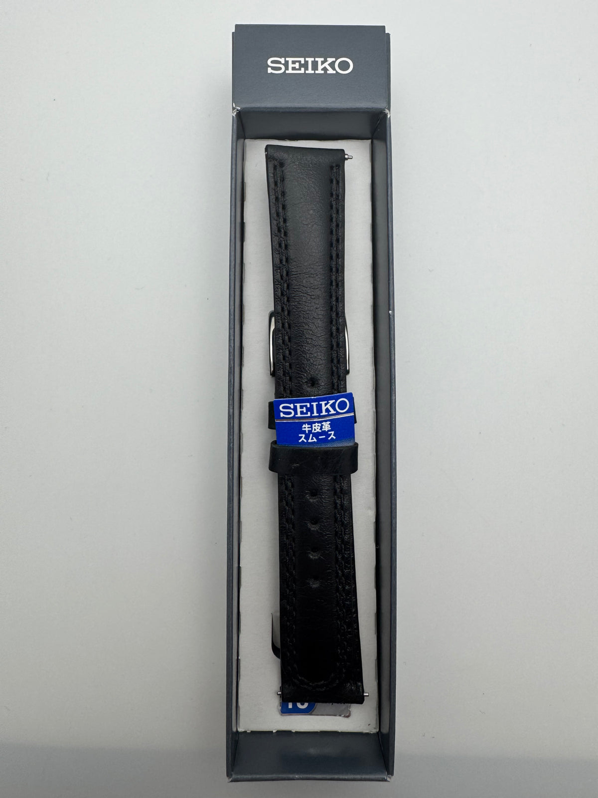 Seiko Lederarmband RS15C18BK 18-16 mit Schnellwechselsystem 18 mm – glattes Rindleder, schwarz (JDM)