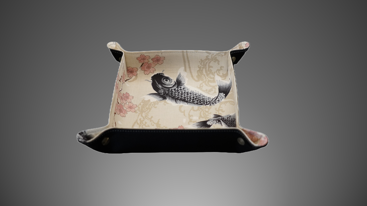 Exclusive watch and jewelry tray – handmade unique pieces, model "Kois - Light Beige", 20 x 20