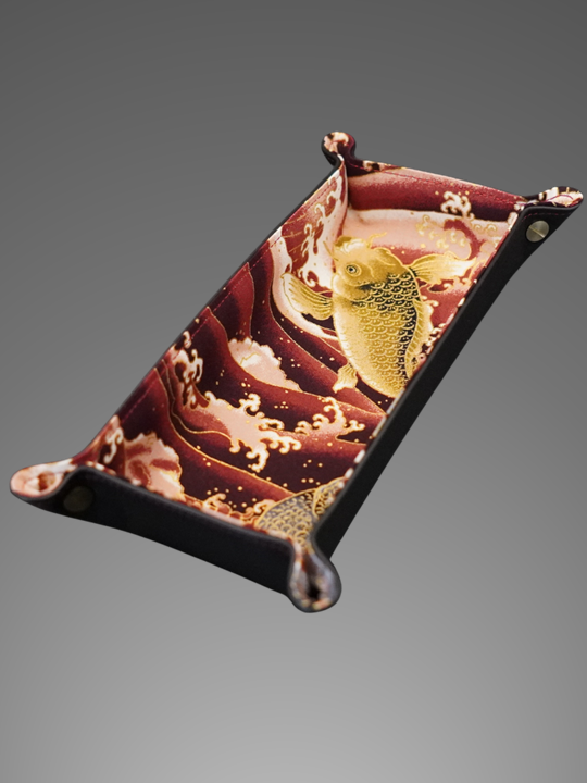 Exclusive watch and jewelry tray – handmade unique pieces, model "Kois - Gold/Silver", 24 x 12