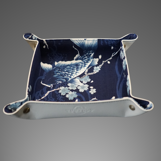 Exclusive watch and jewelry tray – handmade unique pieces, model "Kois - Navy Blue", 20 x 20