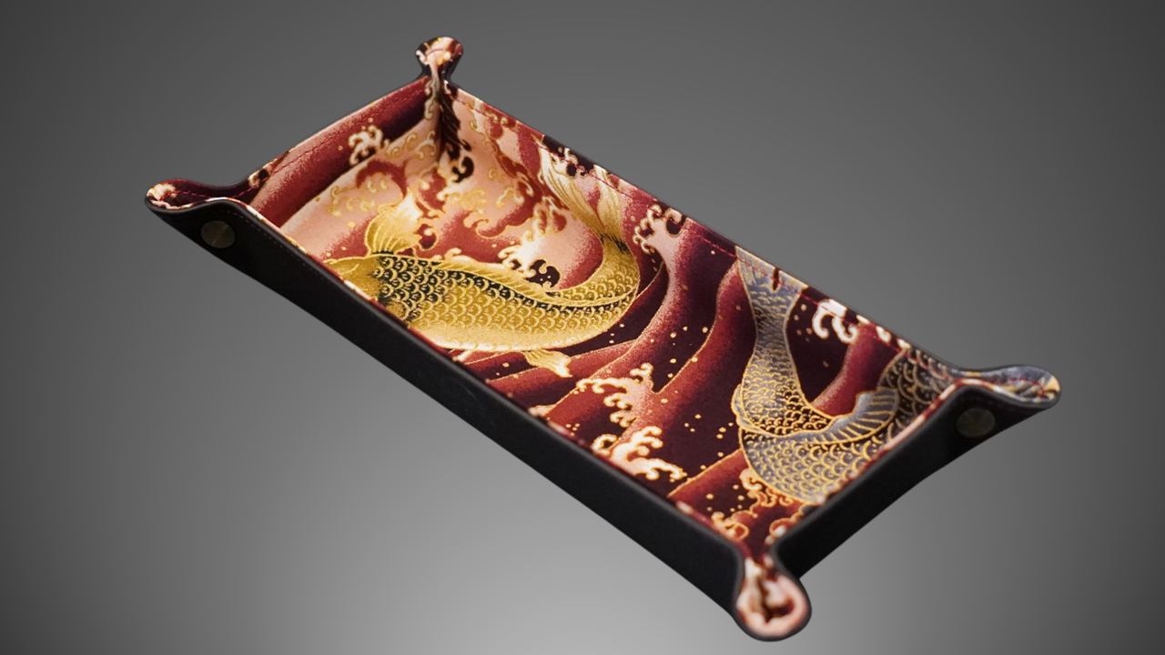 Exclusive watch and jewelry tray – handmade unique pieces, model "Kois - Gold/Silver", 24 x 12