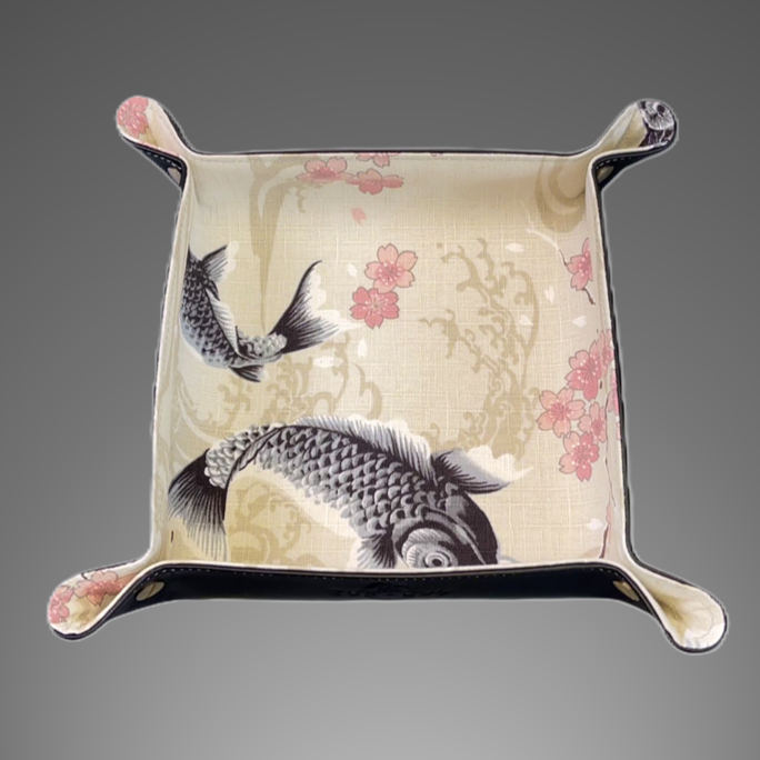 Exclusive watch and jewelry tray – handmade unique pieces, model "Kois - Light Beige", 20 x 20