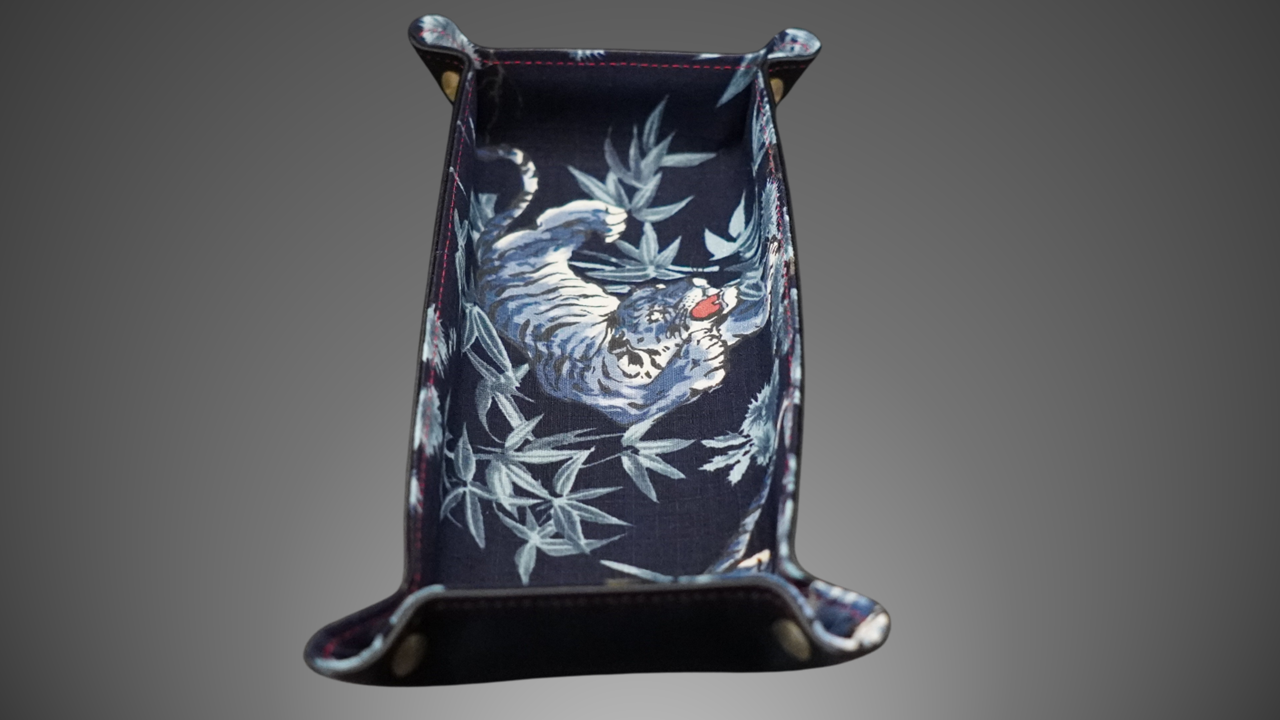 Exclusive watch and jewelry tray – handmade unique pieces, model "Tigers - Navy Blue", 24 x 12