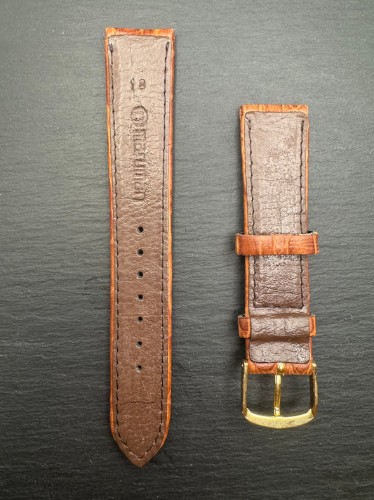 Maruman leather strap with crocodile embossing, 18 mm – brown (JDM - New Old Stock)