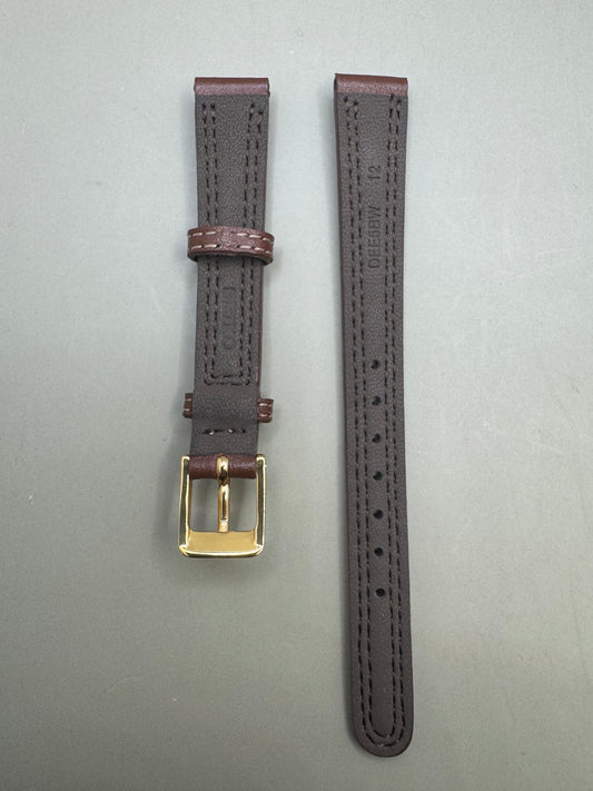 Original Seiko Lederarmband DEE5 (12–10 mm) – braun, Kalbsleder, goldfarbene Schließe (JDM)