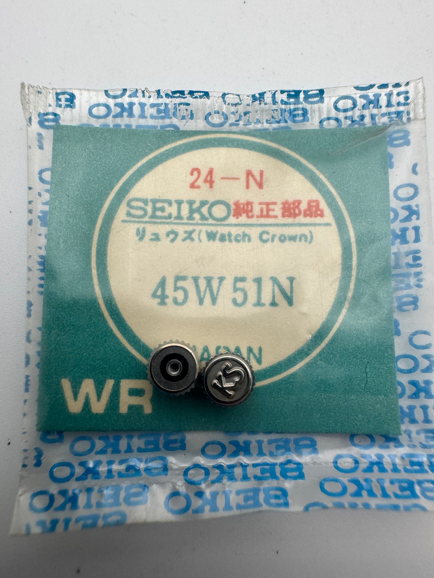 Seiko NOS Krone 45W51N, Stahl, KS-signiert – King Seiko 52KS / Vanac (5246 / 5256) – 1 Stück