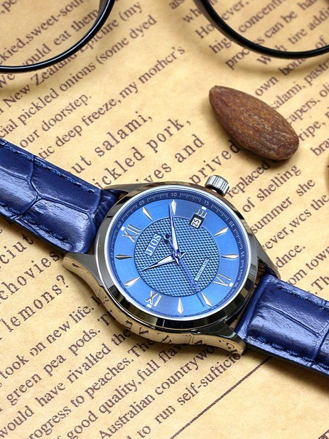 JIOS „SEIRAN“ - blaues Zifferblatt x blaue Zeiger x blaues Leder