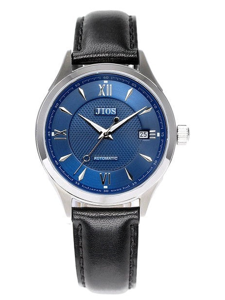 JIOS „SEIRAN“ - blaues Zifferblatt x silberne Zeiger x schwarzes Leder