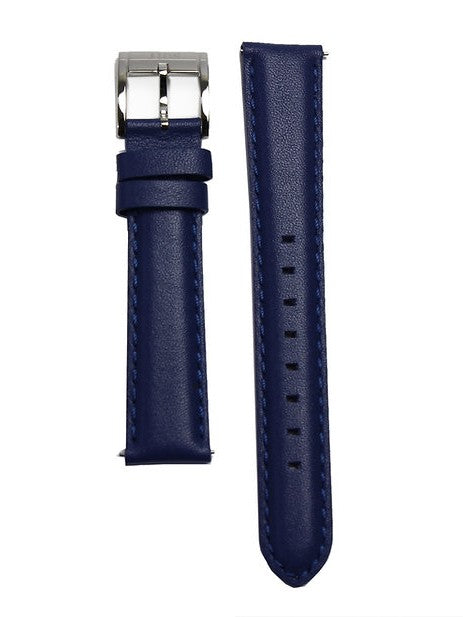 JIOS leather strap (18 mm) – blue, premium cowhide, made in Japan, quick-change system
