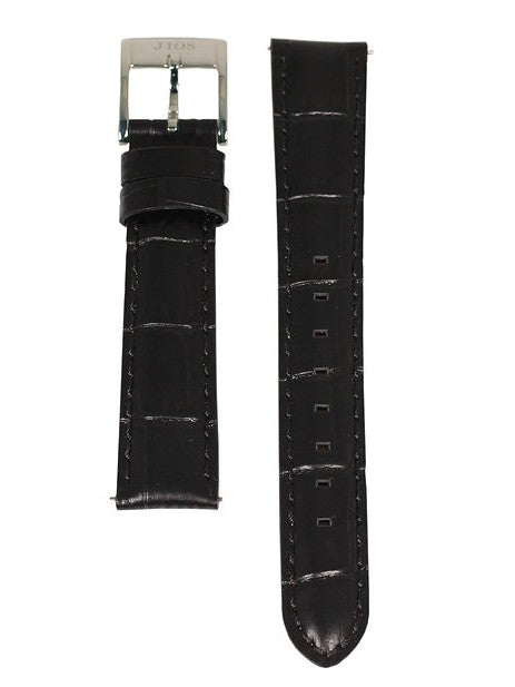 JIOS leather strap (18 mm) – black with crocodile embossing, premium cowhide, made in Japan, quick-change system